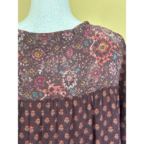 Sundance brown/orange silky dress, small, floral, flowy, bohemian, eclectic - Picture 5 of 7